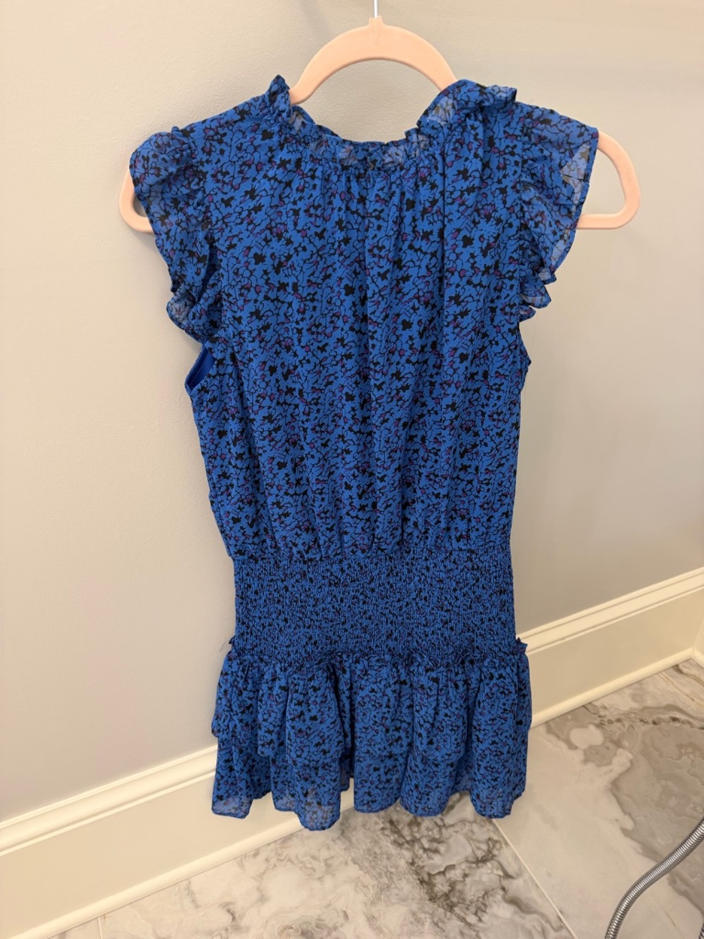 Blue Floral Ruffle Dress